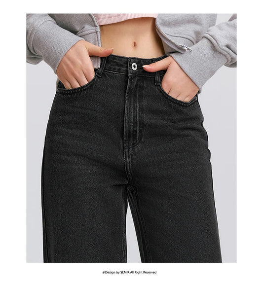 Semir Jeans Women Vintage Long Trousers 2025 New Spring Wide-leg Trousers Comfortable Soft Versatile Trousers
