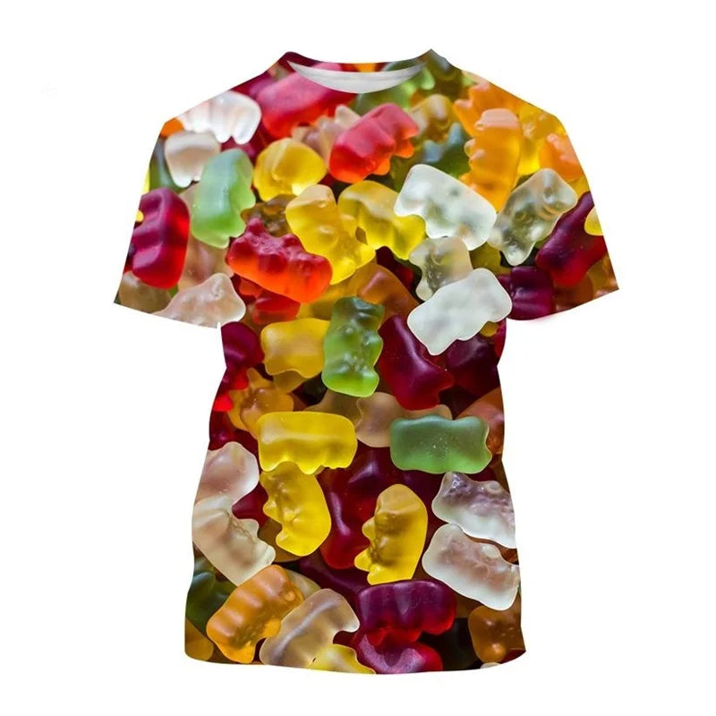 Summer Funny T-Shirts Lollipop Candy 3D Print Streetwear Men Women Casual Oversized Short Sleeve T Shirt Male Tees Tops Clothing