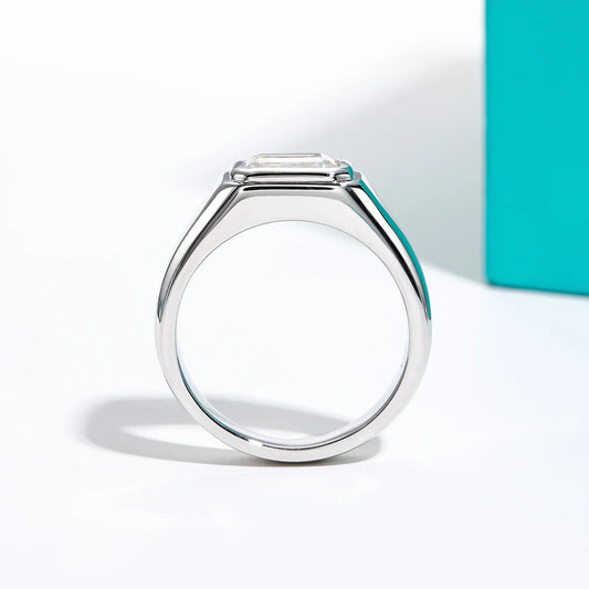 2ct D Color Emerald Moissanite Men Ring 925 Sterling Silver 18K Gold Plated Engagement Rings For Man Jewelry Wholesale