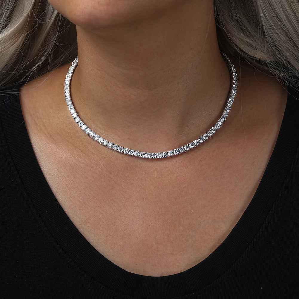 Classic Moissanite Diamond Tennis Necklace for Women 2/3/4mm 925 Silver Original GRA Certified Clavicle Chain MON01