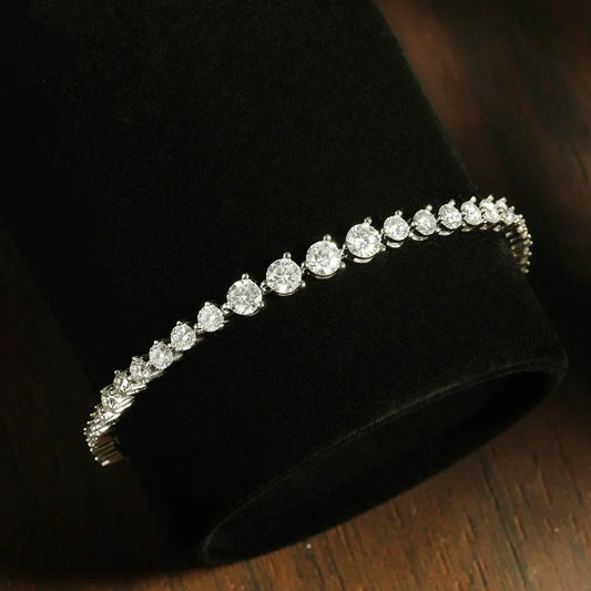 Bracelet de tennis en argent sterling 925 avec moissanite dégradée, 3 griffes, pierres de 2-3-4 mm, bracelet de mariage ou d'anniversaire pour femme, cadeau