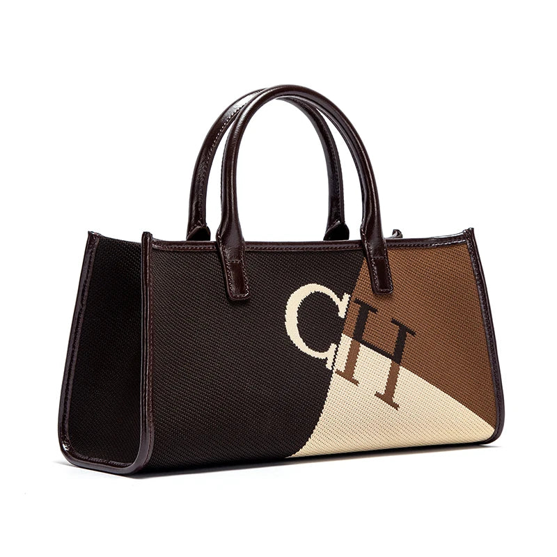 Fashion Classic Color blocked Business Commuter Large Capacity 2025 Women's Handbag Retro Women's New Handbag
