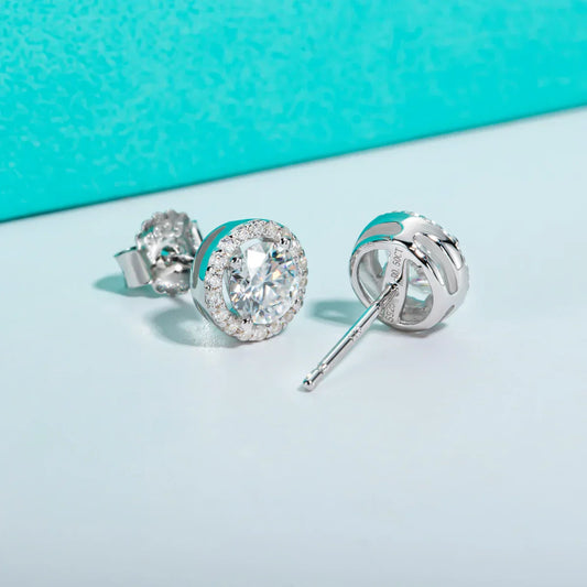 1cttw D Color Round Cut Moissanite Diamond 925 Sterling Silver Stud Earrings For Woman Jewelry Wholesale