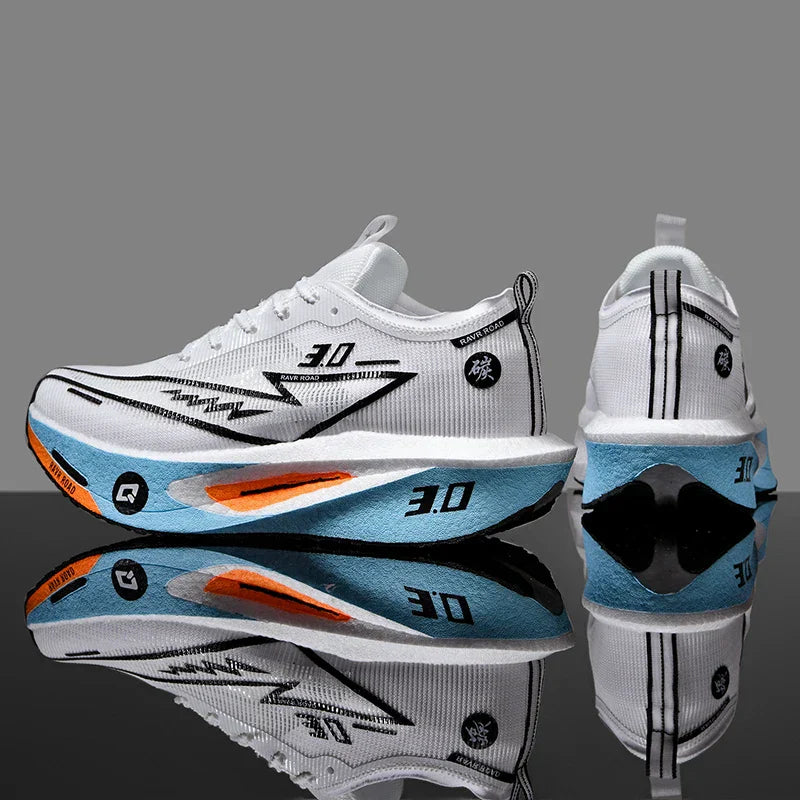 Men's Carbon Board Sneakers Anti-slip Cushioned Comfortable Racing Training Running Shoes Mesh Tennis Shoes Casual for Women