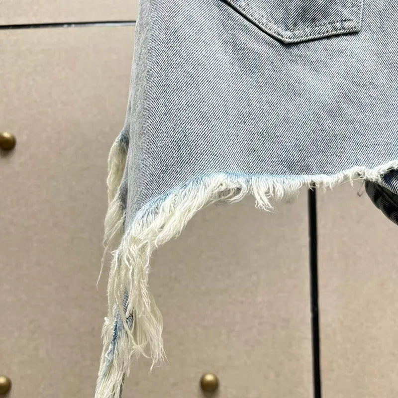 Women's Asymmetrical Frayed-Edge Denim Shorts, Casual and Versatile Commuter Skirt-Shorts, 2026, New Arrival, Y2K, Skirt