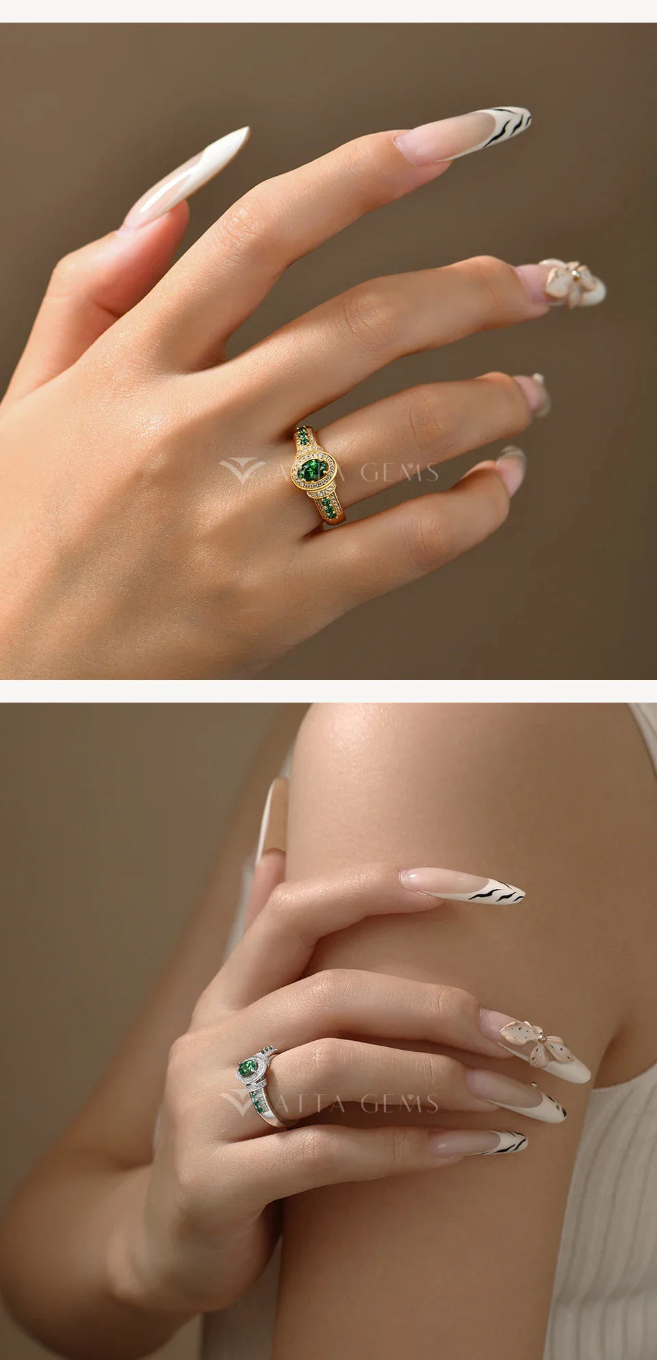 S925 Silver Lab Zambian Emerald Ring with White Zircon For Women Wedding Band Vintage Anniversary Luxury Gifts Jewelry