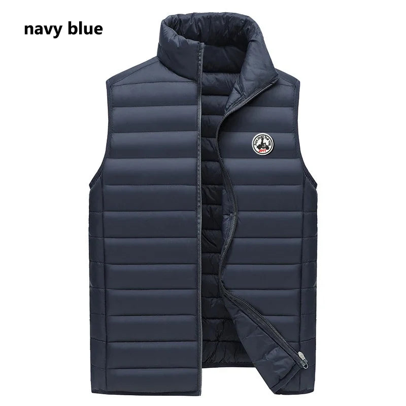 Spring Autumn Men Women With Embroidery Zipper Sleeveless Vest Front Light Thin Hooded Down Long sleeves Jacket Warm Windproof