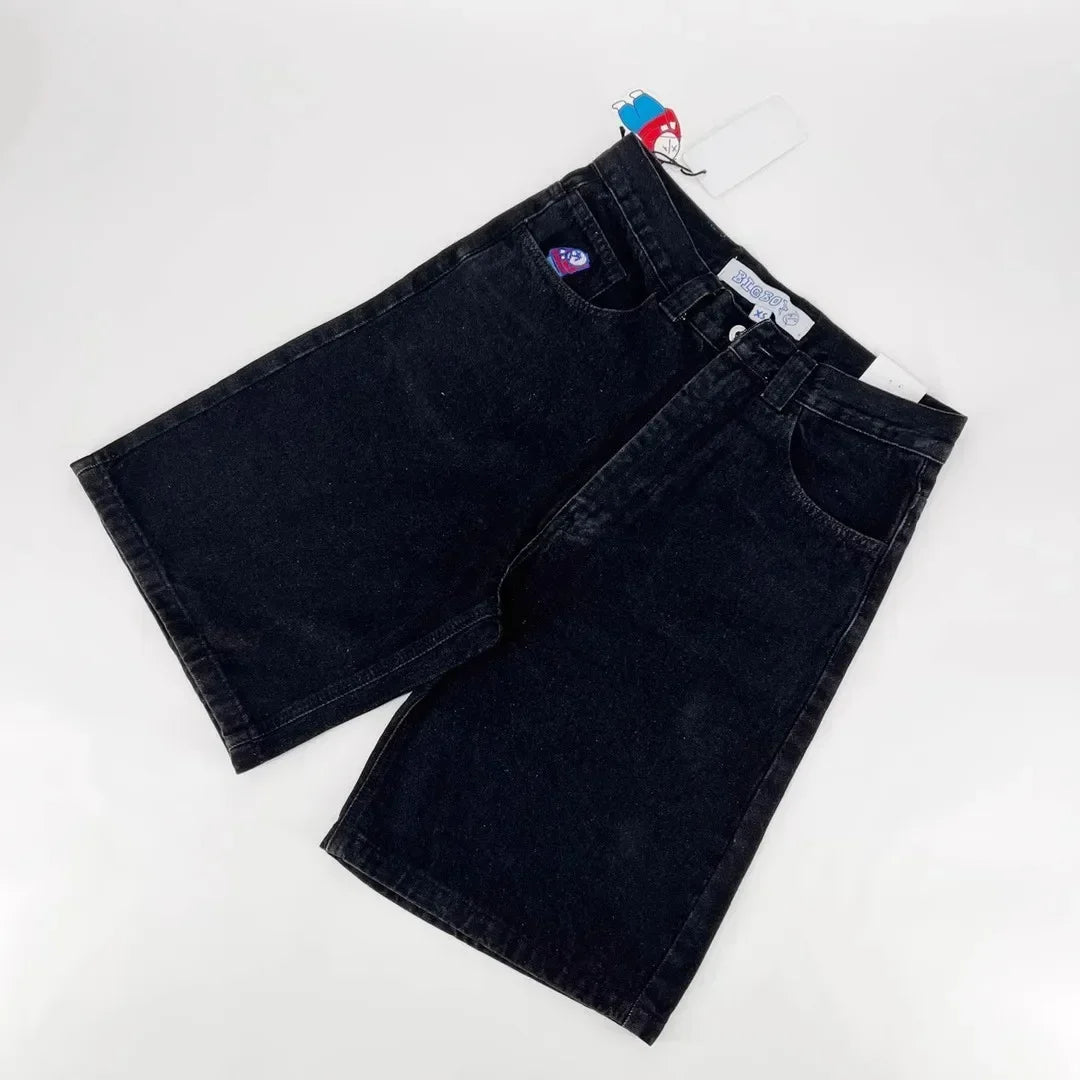Big Boy Casual Denim Shorts Y2k Retro Baggy Hip Hop Cartoon American Harajuku Embroidered Men Shorts Fashion Street Wear Jorts