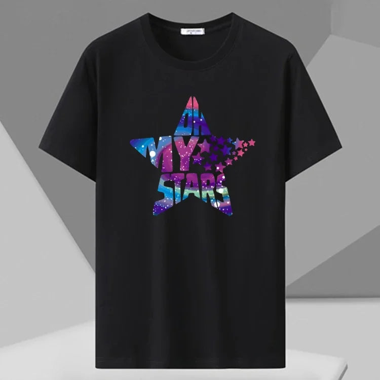 Men T-shirt Printed Tee Plus Size 110-180kg 5XL 6XL 7XL Black T Shirts Round Neck Short Sleeve Oversized Tops Big Size Clothing