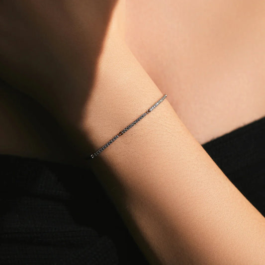 Bracelet en argent sterling 925 plaqué or blanc pour femmes, bracelet rectangulaire serti de pavé, bijou délicat et tendance