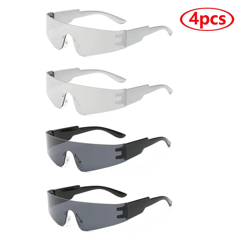 Cycling Punk One Piece Sunglasses Women Goggle Mirrored Y2K Sun Glasses Men 2000'S Wrap Around Eyeglasses Fashion Eyewear
