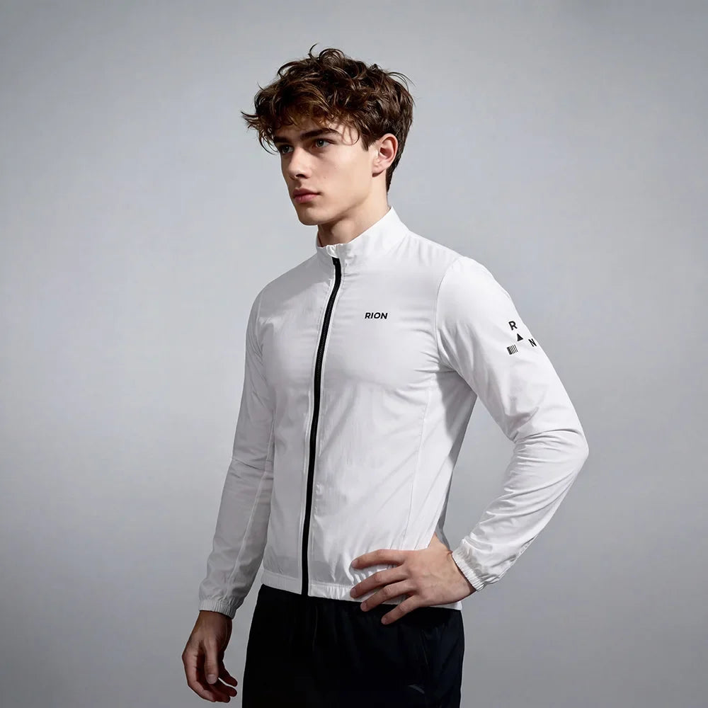 Men Long Sleeve Windbreaker Sports Trench Lightweight Windproof Hiking Fitness Bicycle Coat UPF 50+ Outdoor Outfit Packable