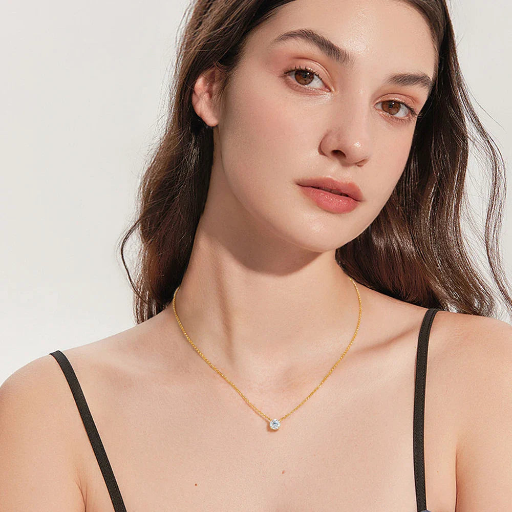 1/2/3/5 carat Round Cut D Moissainte Diamond Pendant Necklace 4-Claw Setting 925 Sterling Silver Clavicle Neck Chain for Women