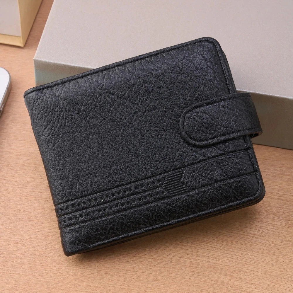 Portefeuille en cuir fin pour homme, porte-monnaie à fermeture éclair de qualité avec compartiment à monnaie, porte-cartes court décontracté pour homme pour un usage quotidien