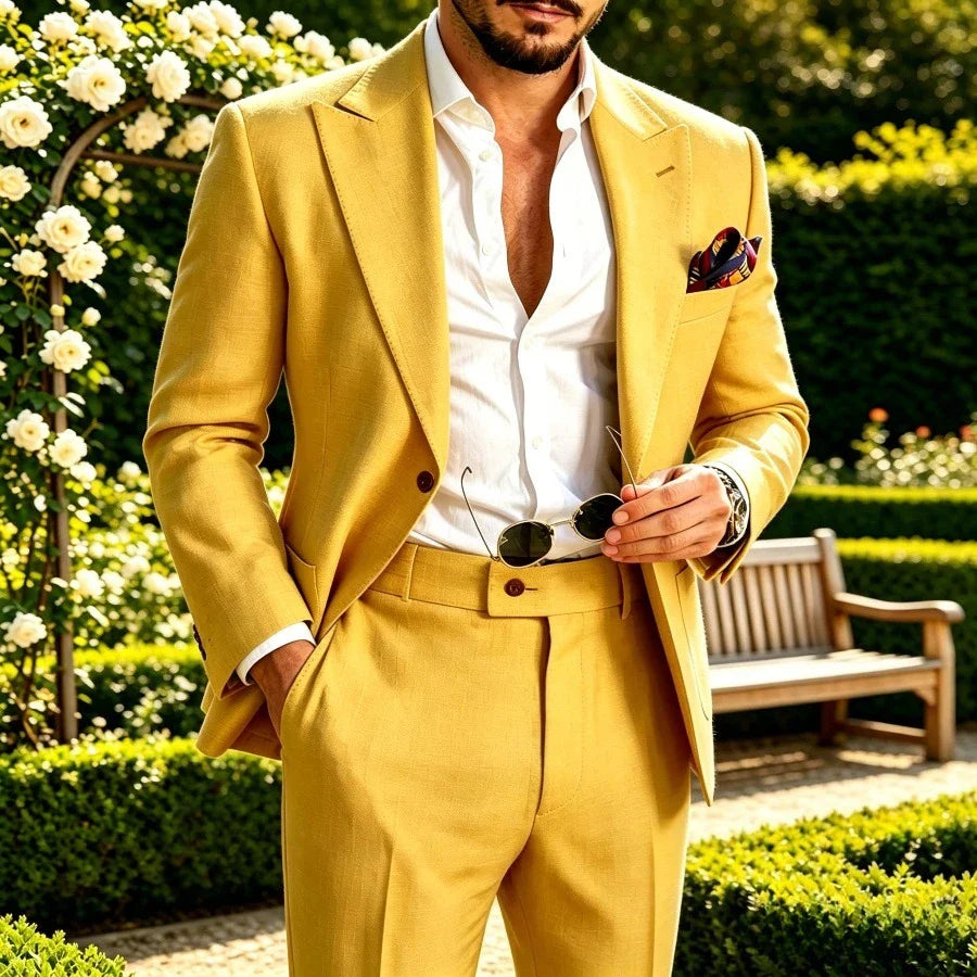 Sage Green Linen Men Suit 2 Piece Set Beach Wedding Lightweight Summer Casual Groom Suits Outdoor Mens Fashion Suit 2026