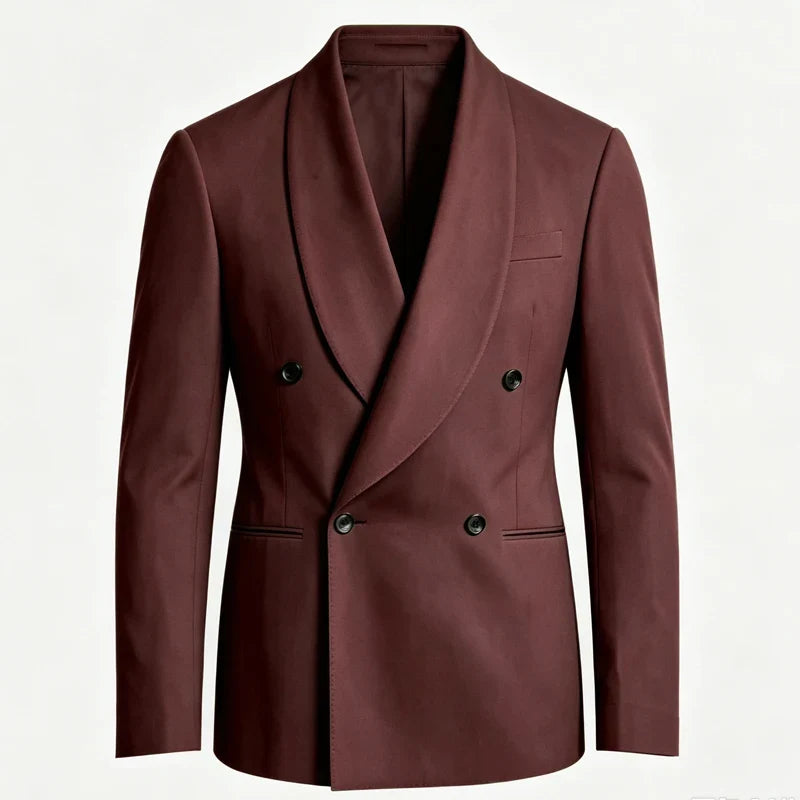 Luxury Men's Summer Blazer Shawl Lapel Slim Fit Double Breasted Suit Jacket Business Casual Wedding Groom Tuxedo Formal Party