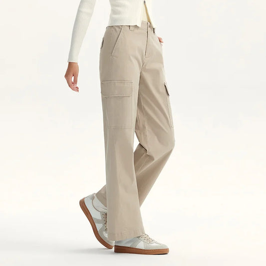 Women Pants Urban Workwear Cargo Wide Leg Loose Straight Casual Style Slim Street Daily Trousers 2026 Autumn