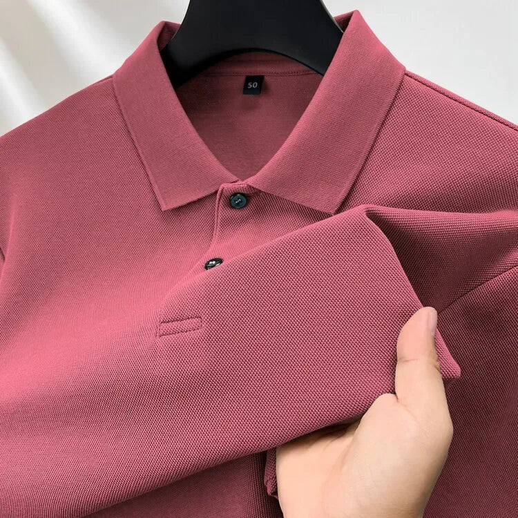 100% Cotton Polo Shirt, Four Seasons Universal Leisure Long Sleeve, Breathable Lapels T-shirt, Perfect for Golf Sports Durable