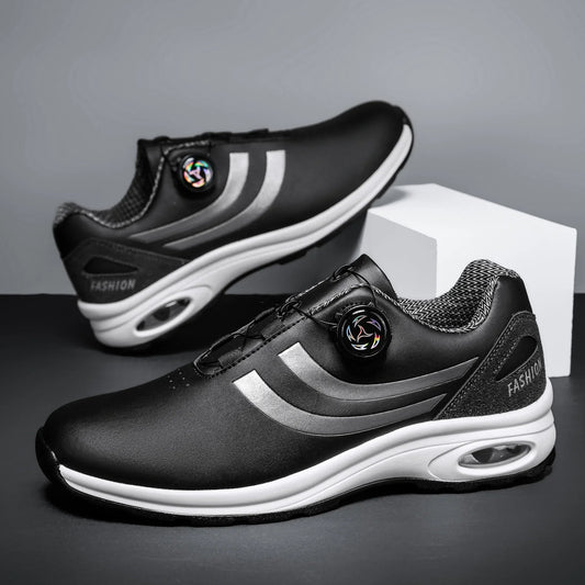 New Men's Fashion Casual sports shoes, Comfortable Hovershoe sole, Outdoor Leisure Walking cycling, Golf shoes, black and White