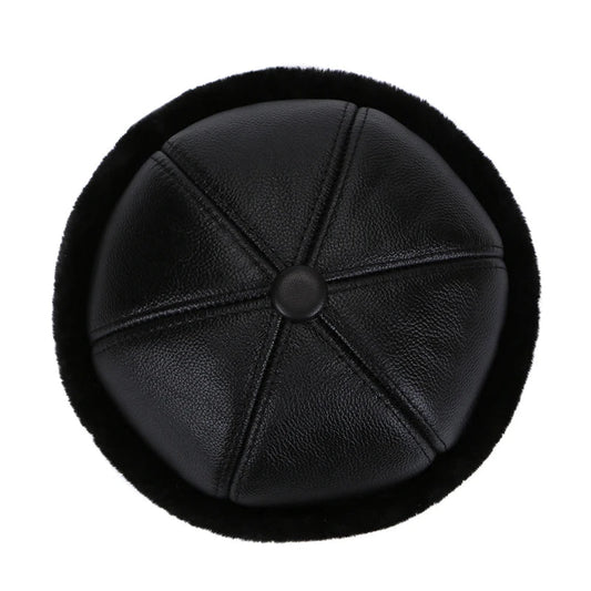 Brand New Style 2026 Retro Cowhide Bomber Hat Winter Keep Warm Caps Men Women Real Leather Cap Thick Velvet Dad Hat Leather Hat