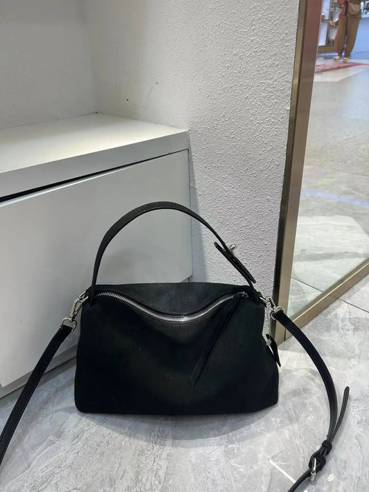 Genuine Grade Autumn Winter Big Boston Luxury Designer Tote Soft Matte Suede Leather Women Handbag Female Shoulder Crossbody Bag