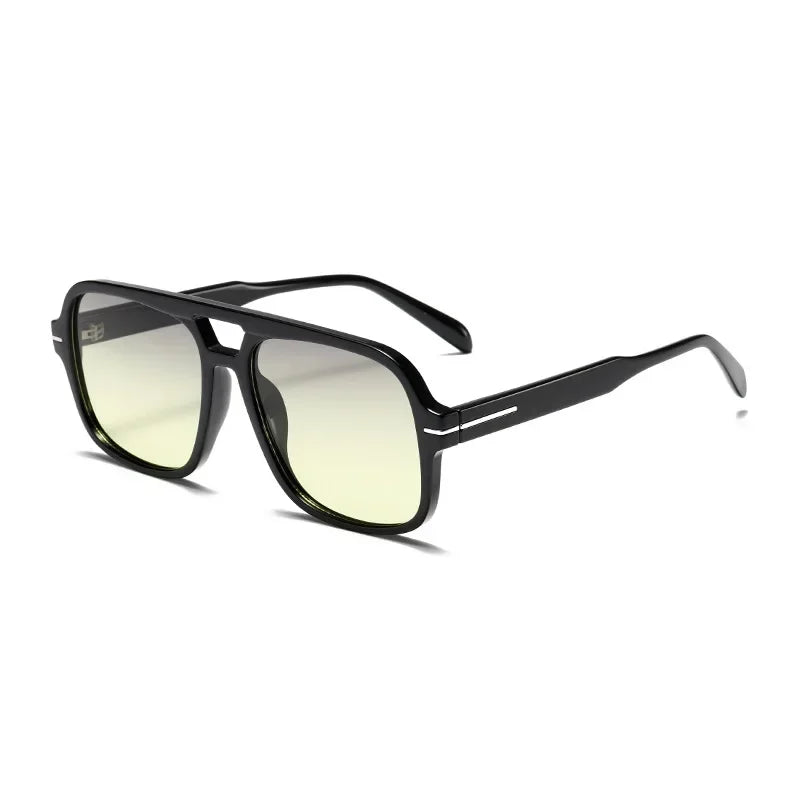 Double Bridge Square Aviator Sunglasses - UV400 Vintage Pilot Style, Retro Classic Sun Glasses for Men Women Unisex