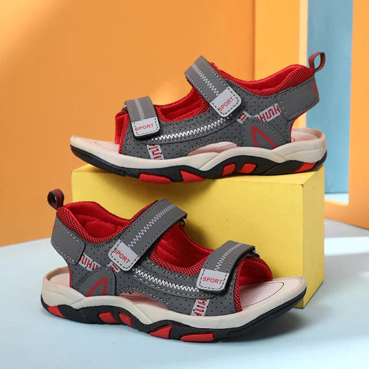 New Design Kids Sandals Boys Barefoot Shoes Summer Beach Waterproof Casual Sneaker PU Leather Sports Sandals for Boy 4-12 Years