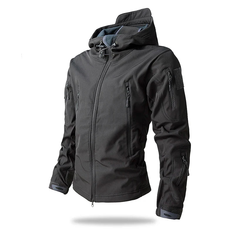New Soft Shell Tactical Jacket Men Winter Fleece Hooded Coat Hunting Clothes Outdoor Camouflage CS Tops Waterproof Windproof