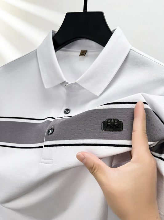 Summer best-selling high-end brand exquisite embroidery men's short sleeve POLO shirts breathable cotton casual business T-shirt