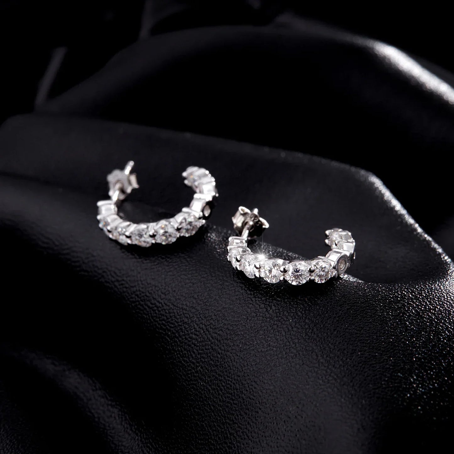 D Color C Shape Moissanite Earrings 925 Sterling Silver Charming Dazzling Hoop Earrings For Women Wedding Fine Jewelry