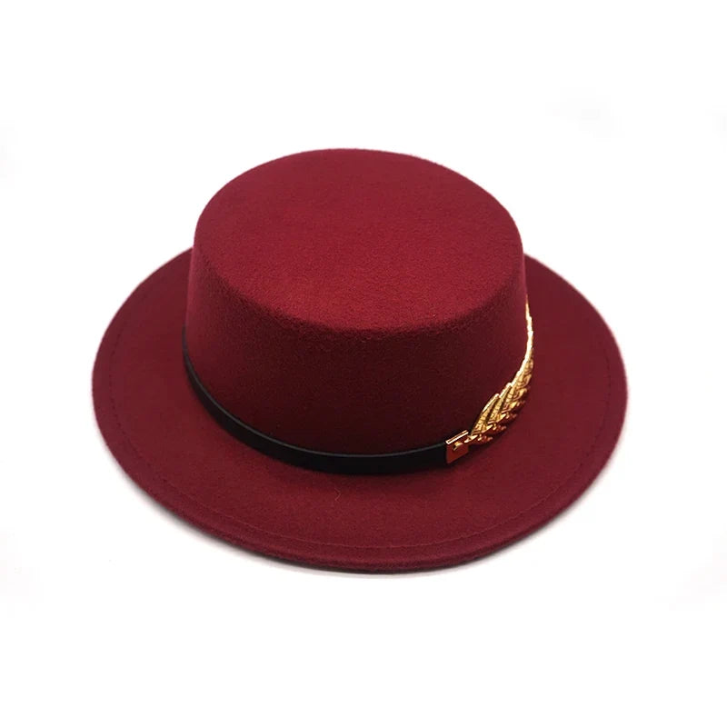 Autumn Winter Women Men Wool Vintage Trilby Felt Fedora Hat Ribbon With Wide Brim Gentleman Elegant For Lady Flat top Jazz Caps