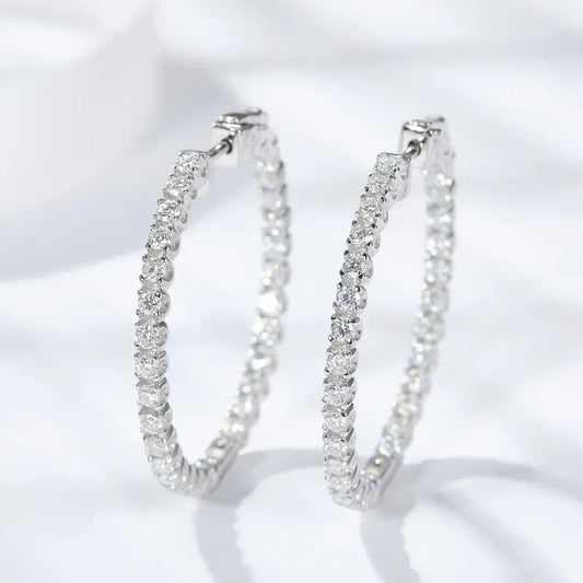 D VVS1 Moissanite Hoop Earrings for Women Sparking Diamond with GRA Original s925 Sterling Silver Plated 18k Earring