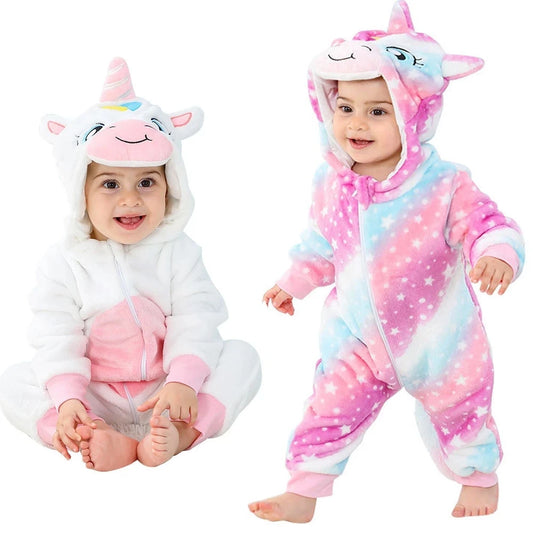 Winter Baby Rompers Baby Pijamas Panda Tiger Leopard Monkey Fox Animal Cartoon Hooded Jumpsuits Cosplay Costume Boys Girl Pajama