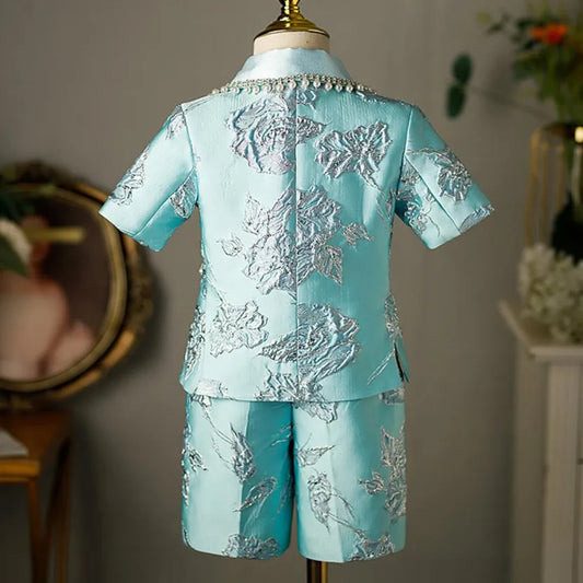 5PCS Children's Suit New Fashion Stage Boys' Piano Performance Clothes Wedding Birthday Baptism Party Prom Dress For Eid A2175