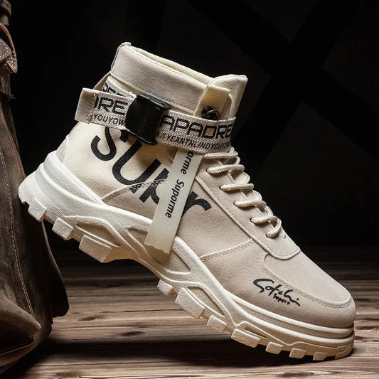 Cloth Men Boots High Top Ankle Boots British Style Men Casual Shoes Outdoor Breathable Walking Sneakers Comfortable Work Boots