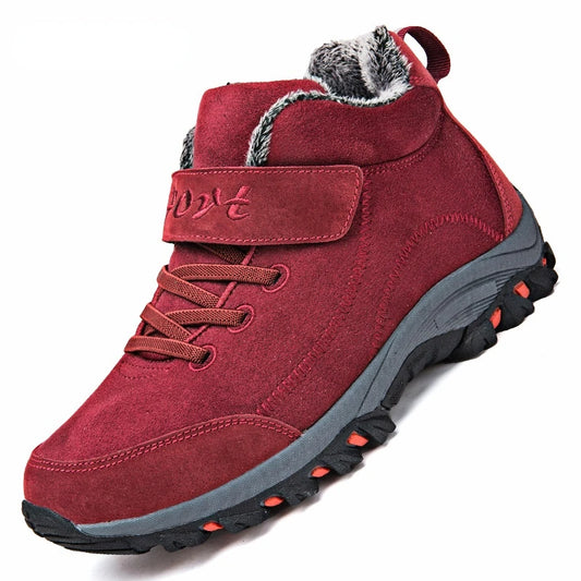 Waterproof Winter Men Boots Cow Suede Warm Snow Women Boots Men Work Casual Shoes High Top High-top Non-slip Ankle Boots