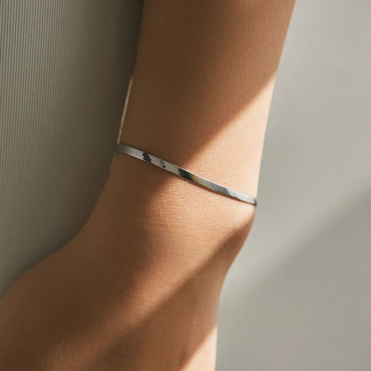 Bracelet Chaîne Tendance Simple Serpent en Argent Sterling 925 Empilable pour Femme Fête Bijoux Accessoires Fins