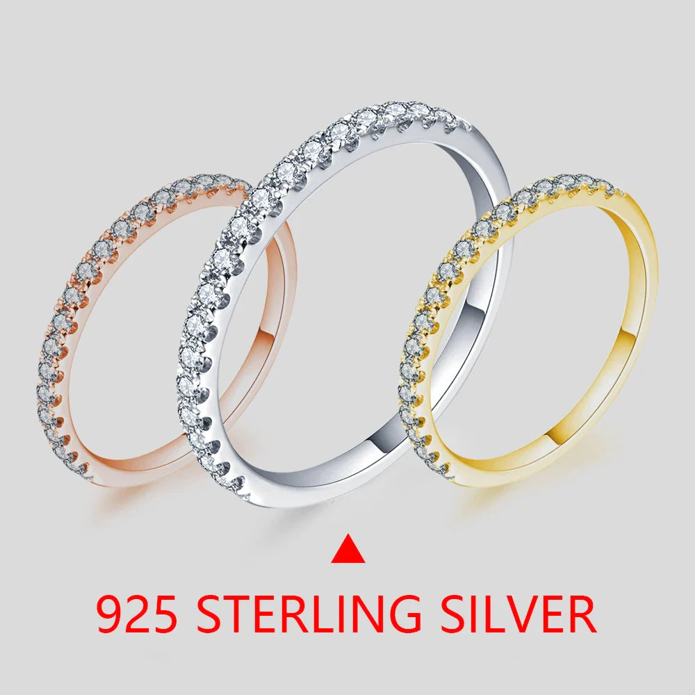 925 Sterling Silver White Gold Round Excellent Cut Moissanite Ring for Girls Cocktail Jewelry