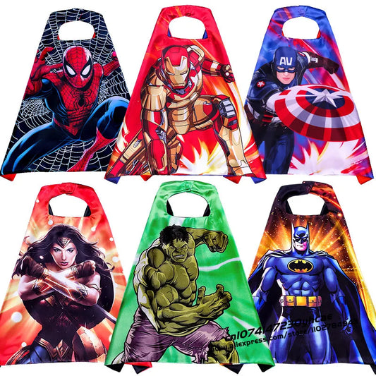 Halloween Super Hero Masquerade Mask Cape Cloak Anime Spider Man Batman Cloak Action Figure Marvel Toys Cosplay Party Gift