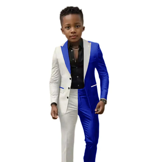 Color blocked Children's Fashionable Suit 2 Pieces Stage Performance Costumes Casual Smart Boys Tuxedo Party Outfit 2-20T