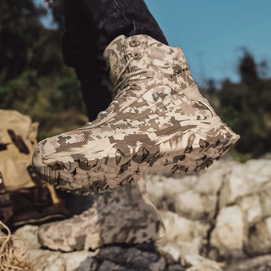 2025 Fashion Men's Desert Combat Boots Outdoor Non-slip Hiking Shoes Waterproof Men's Work Boots Men Tactical Boots Ankle Boots