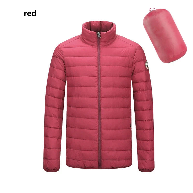 Spring Autumn Men Women Long sleeves Embroidery logo Zipper Front Going Out Light Thin Hooded Down Jacket Warm And Windproof