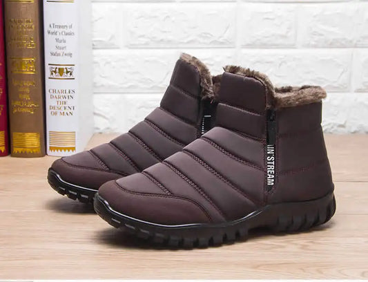 Plus Size Men Winter Thermal Cotton Shoes Double Zipper Light PU Sole Warm Fur Lining Anti-slip Waterproof Ankle Snow Boots