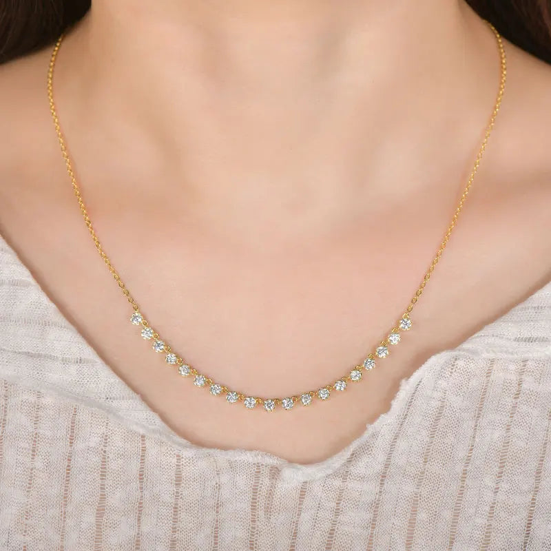 Sparkling 3MM Moissanite Bubble-Style Necklace 14K Gold Filled Choker Necklace for Women Wedding Jewelry Accessories