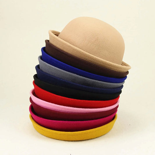 Outdoors Adult Children Flat-Top Fashion Winter Hat Fedora Vintage Women Children Trendy Wool Felt Floppy Hats For Girls Women