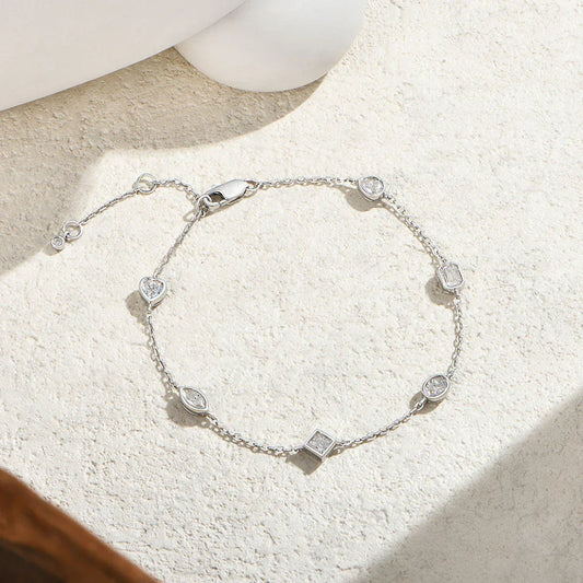 Bracelets en Moissanite à serti mixte pour femme, en argent S925, avec chaîne d'extension réglable, bijoux populaires pour fête de mariage