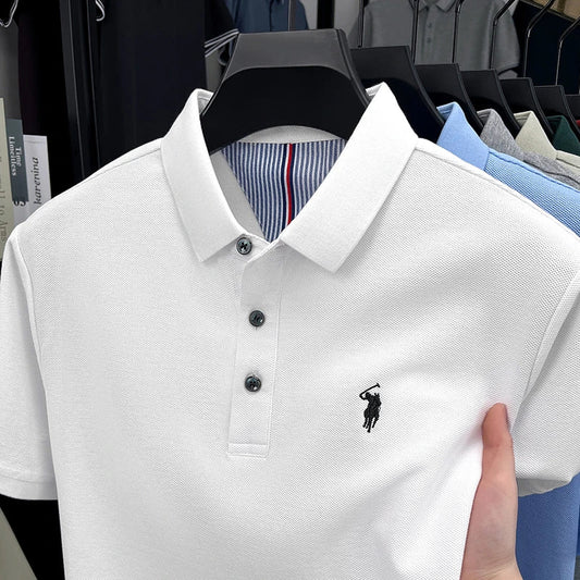 100% pure cotton short sleeve polo shirt summer new breathable men's T-shirt high-end brand Paul Pony embroidered business top