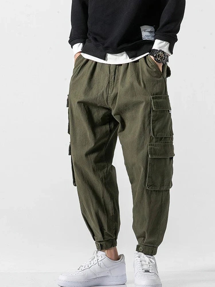 Korean Streetwear Cargo Jogger Pants Men Joggeing Loose Casual Sport Ankle-Lenght Trousers Fashion Sweatpants Male