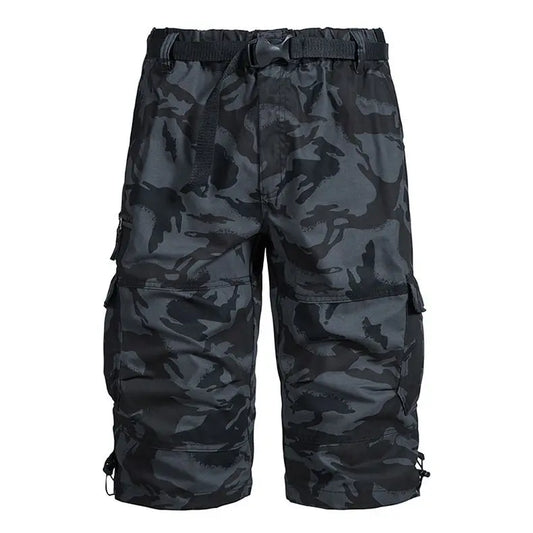 Men Summer Capri Pants Men Plus Size Multi Pocket Cargo Shorts Men Casual Outdoor Breathable Lightweight Daily Wear Street Style