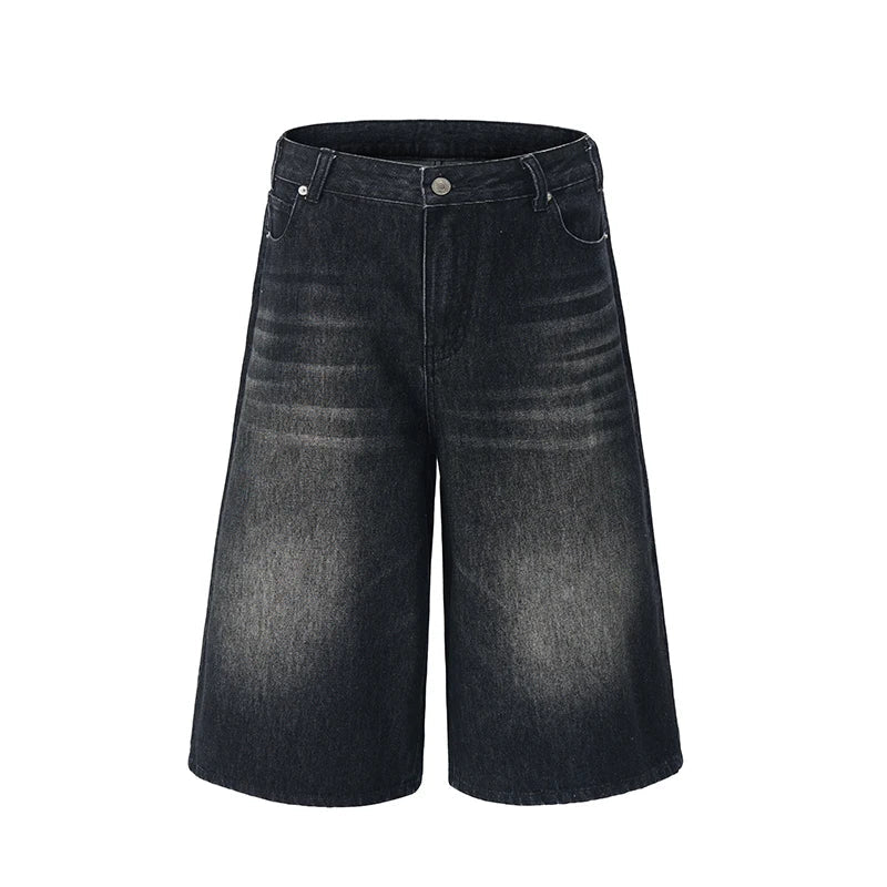 Summer New Fashion Denim Shorts Loose Straight Casual Vintage American Personality Jeans Streetwear Male Short Pants